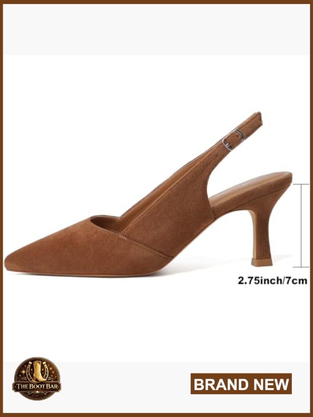 Suede Kitten Heels Slingback Pumps Pointed Toe Women's Shoes - Picture 2 of 7